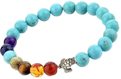 GemVastu Stone, Turquoise, 7 Chakra Beads, Crystal Charm Bracelet