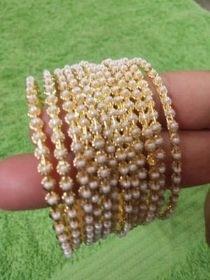 AScollection Alloy Pearl Gold-plated Bangle Set(Pack of 10)