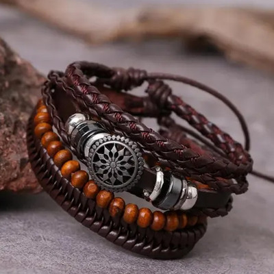 PIXFLIK Leather Bracelet Set