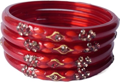 Karaavi Glass Crystal Enamel Bangle Set(Pack of 4)