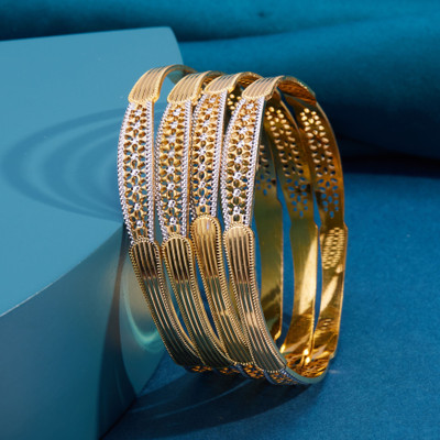 CYGNI Brass Gold-plated Bangle(Pack of 4)