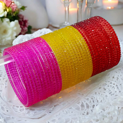 WEUVA LOVE WE CRAFT Glass Crystal Bangle Set(Pack of 10)