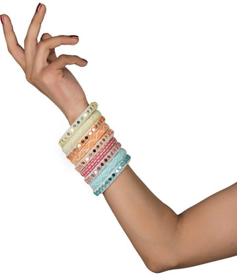 MAHADEV Plastic Moonstone Silver Coated Bangle Set(Pack of 9)