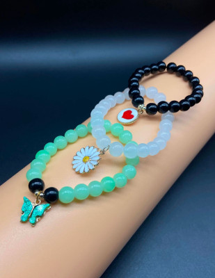 AMBLY Glass Bracelet Set(Pack of 3)