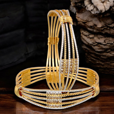 Lucky Jewellery Alloy Gold-plated Bangle Set(Pack of 2)
