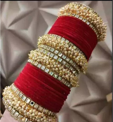 Rajwadi Alloy Pearl Gold-plated Bangle Set(Pack of 10)