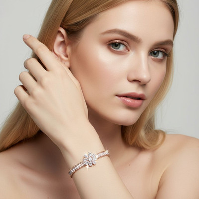 Trendmakerz Stone, Stainless Steel Cubic Zirconia, Diamond, Rhinestone Bracelet