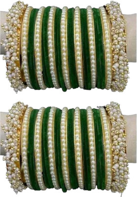 Vrangnath Metal Pearl Bangle Set(Pack of 2)