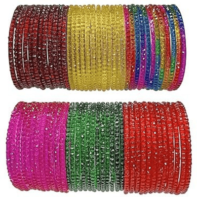 CROWNEXPORT Glass Bangle Set(Pack of 6)