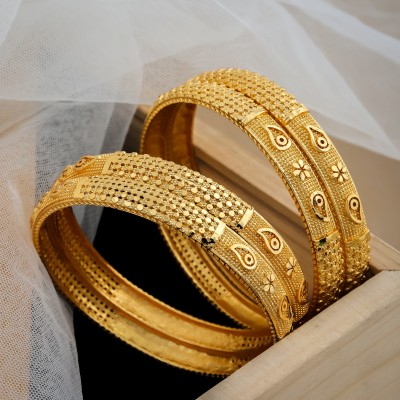 MHKART Brass Gold-plated Bangle Set(Pack of 4)