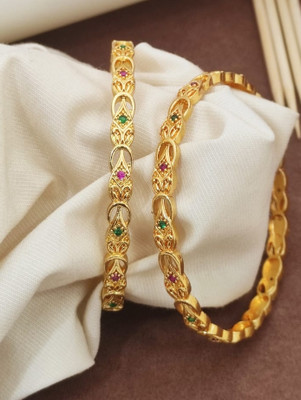 Shree Yogi Bangles Brass Ruby Gold-plated Bangle Set(Pack of 2)