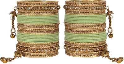 GLINT STORE Alloy Crystal Gold-plated Bangle Set(Pack of 2)