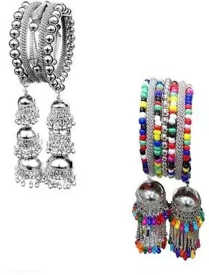 SPARKLIZA Silver Beads Silver Bracelet Set(Pack of 2)