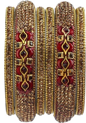 GLIKA Metal Beads Gold-plated Bangle Set(Pack of 6)