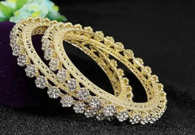 jayajwell Metal Zircon Gold-plated Bangle Set(Pack of 2)