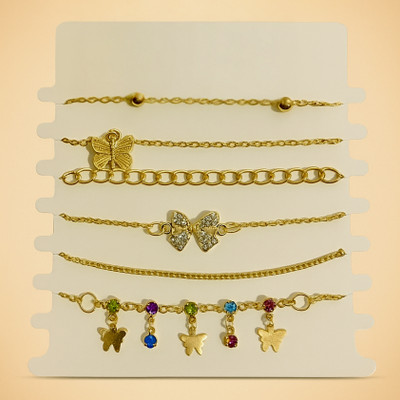 Kidhant jewels Alloy Cubic Zirconia Gold-plated Bracelet Set(Pack of 6)