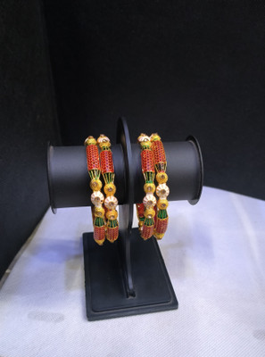 RishikaArt Metal Diamond, Topaz Gold-plated Bangle Set(Pack of 4)