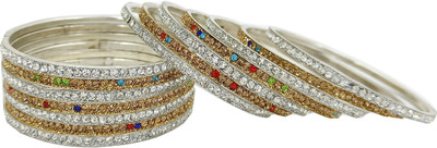 PRETTY GEMS Metal Zircon Bangle Set(Pack of 14)