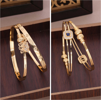 ANOUK Brass Diamond Gold-plated Bangle Set(Pack of 3)