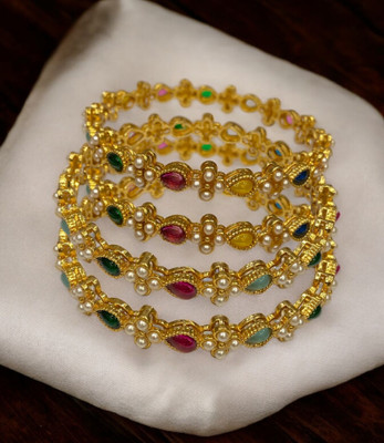 AARISAI Alloy Gold-plated Bangle Set(Pack of 4)
