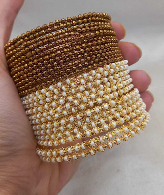 Rajwadi Alloy Pearl Gold-plated Bangle(Pack of 24)