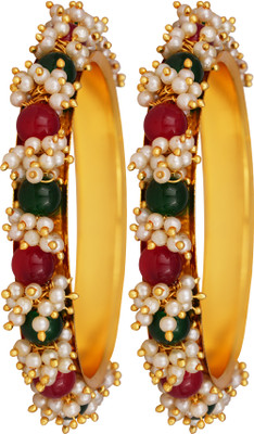JFL - Jewellery for Less Copper Beads Gold-plated Bangle Set(Pack of 2)