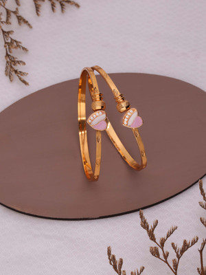 ANOUK Brass Diamond Gold-plated Ring Bangle(Pack of 6)