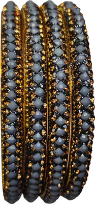 StyleNine Brass Cubic Zirconia Bangle Set(Pack of 4)