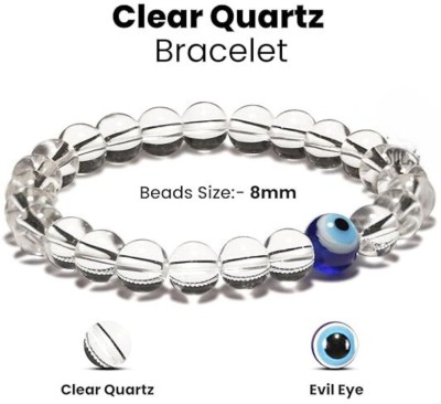 DVISHA Stone, Clear Quartz, Evil Eye Beads, Crystal Bracelet