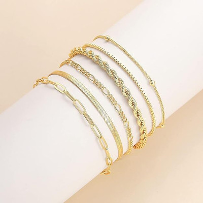 Bawree Metal Gold-plated Bracelet Set(Pack of 8)