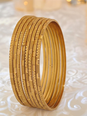 Jewels Kafe Brass Gold-plated Bangle Set(Pack of 8)