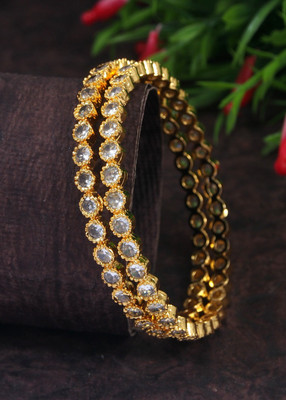 Atulya Brass Cubic Zirconia, Diamond Silver Bangle Set(Pack of 2)