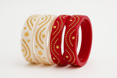 Maya Gold Traditions Brass Gold-plated Shakha Pola(Pack of 4)