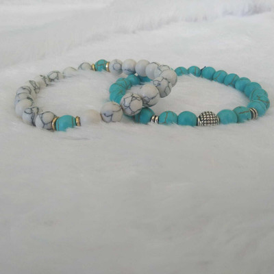 ONLIKE Stone Agate, Turquoise Bracelet(Pack of 2)