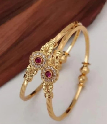 MSACREATION Alloy Cubic Zirconia Gold-plated Bangle Set(Pack of 2)