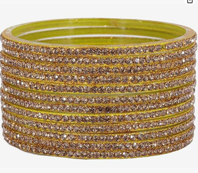 Mahaveer Glass Cubic Zirconia Bangle(Pack of 10)