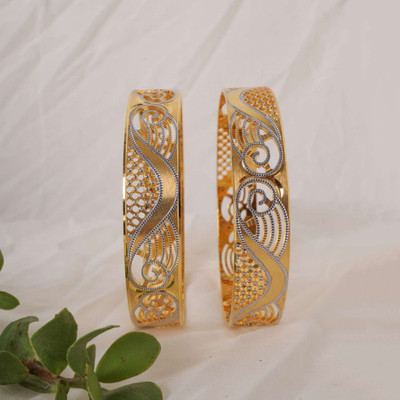 CYGNI Brass Gold-plated Bangle(Pack of 2)