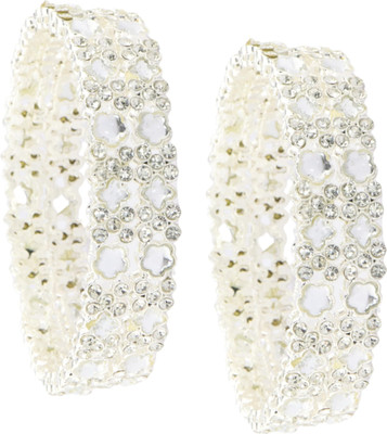 ZULKA Metal Diamond Bangle Set(Pack of 4)