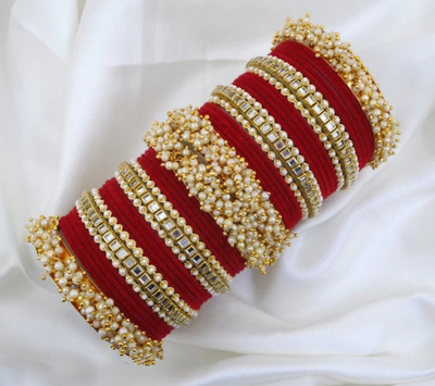 Ha Meem Metal Gold-plated Bangle Set(Pack of 10)