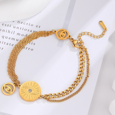 MYKI Stainless Steel Gold-plated Charm Bracelet