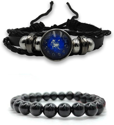 BHAGYA G Black Obsidian Opal Bracelet(Pack of 2)