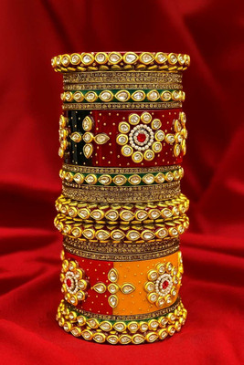 BHOLE TRADERS Glass Crystal Gold-plated Bangle Set(Pack of 2)