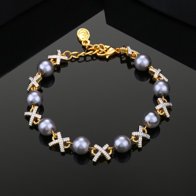 Estele Alloy Pearl Gold-plated Bracelet