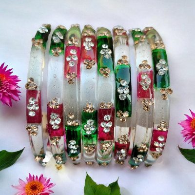 Vjy Glass Bangle Set(Pack of 2)