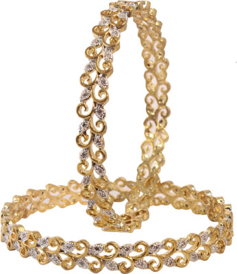 Shiv_Jewels Alloy Cubic Zirconia Gold-plated Bangle Set(Pack of 2)