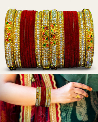 Atrika Metal Zircon Bangle Set(Pack of 20)