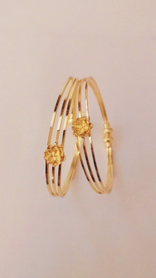 Krishna Store Brass Crystal Gold-plated Bangle Set(Pack of 2)