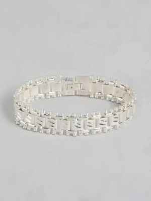 Aksha Collection Oxidised Silver, Leather Black Silver Bracelet