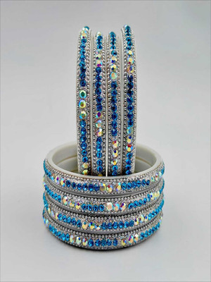 RAF dukan Plastic Crystal Silver Bangle Set(Pack of 8)