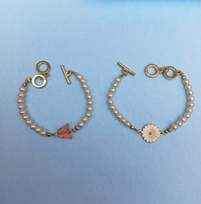 RV YUWON Alloy Pearl Gold-plated Bracelet Set(Pack of 2)